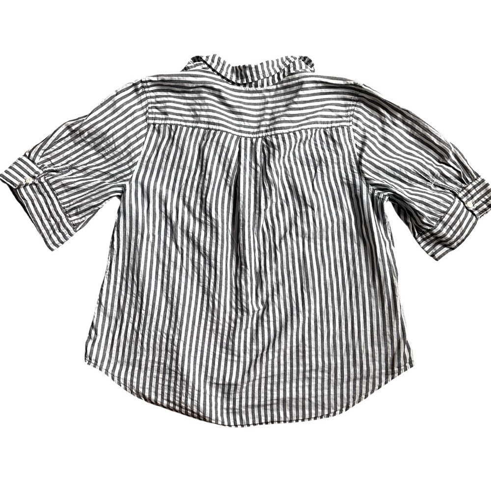 J.Crew Women’s Grey Blue Striped Cotton Button Front Blouse Shirt Small - Picture 8 of 8